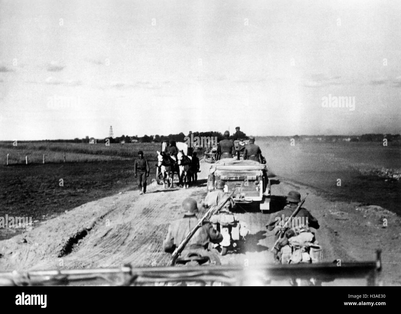 German mechanized troops march on the Eastern Front, 1941 Stock Photo ...