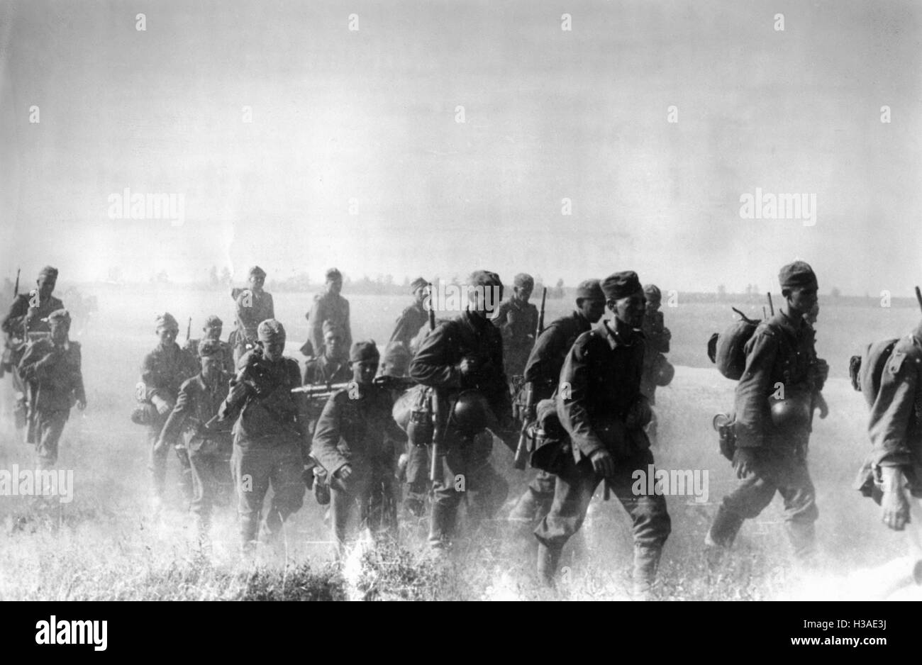 German infantry advancing on the Eastern Front, 1941 Stock Photo