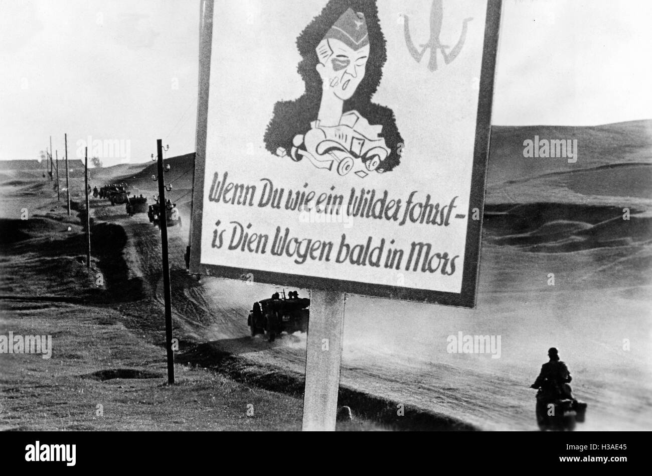 Warning sign on the Eastern Front, 1941 Stock Photo