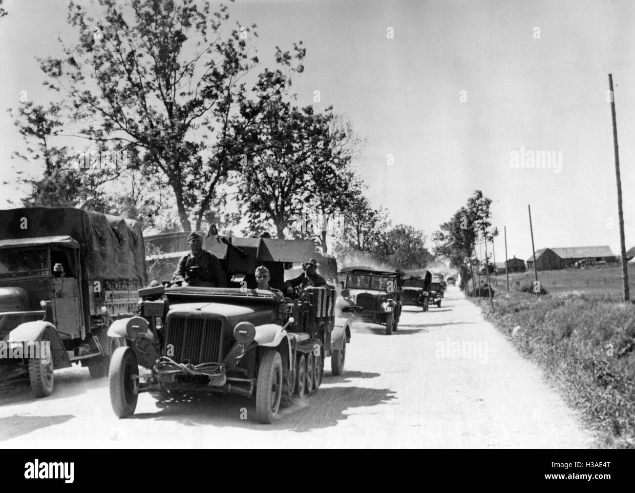 Motorized column of the Wehrmacht on the Eastern Front, 1941 Stock Photo