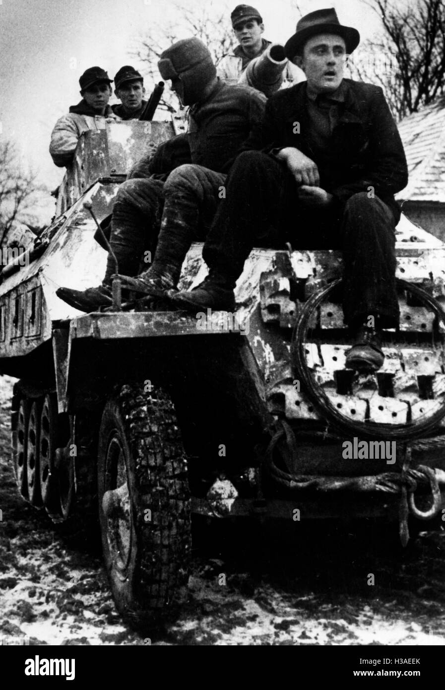 German infantry fighting vehicle in Hungary, 1945 Stock Photo