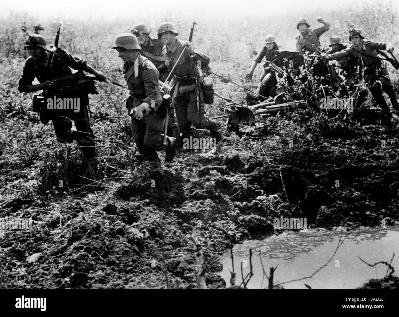 German infantrymen during advance at the Donetsk region, June 1942 Stock Photo