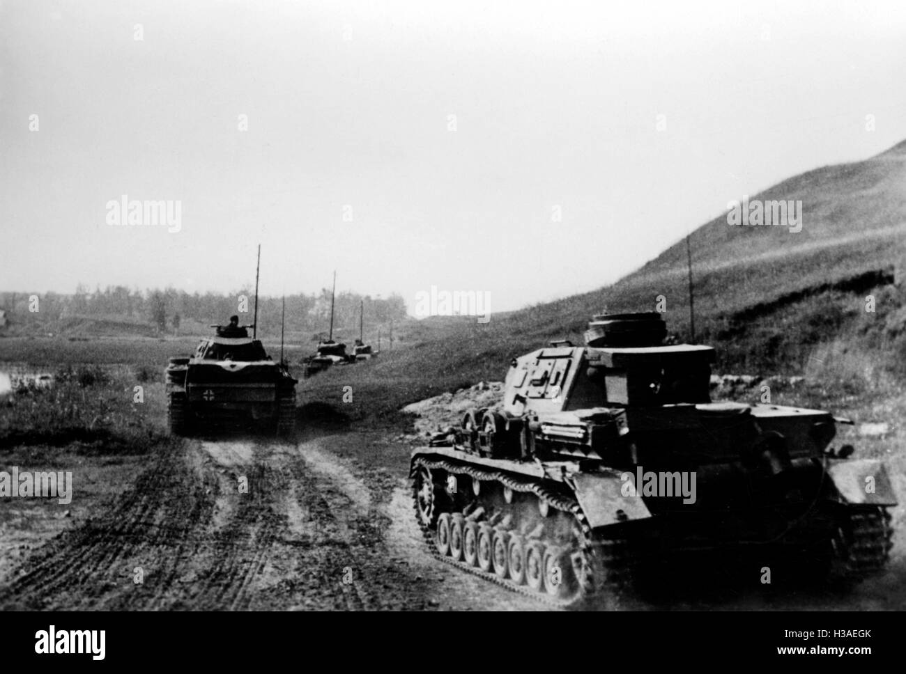 German tanks during the advance at Donetsk, June 1942 Stock Photo