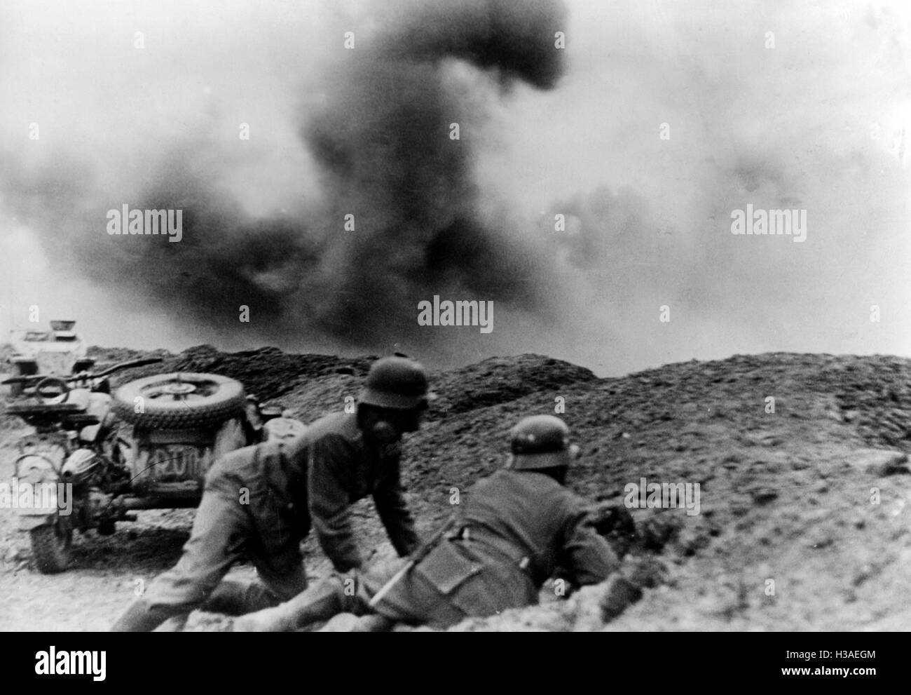 German motorized infantry on the Donetsk front, May 1942 Stock Photo