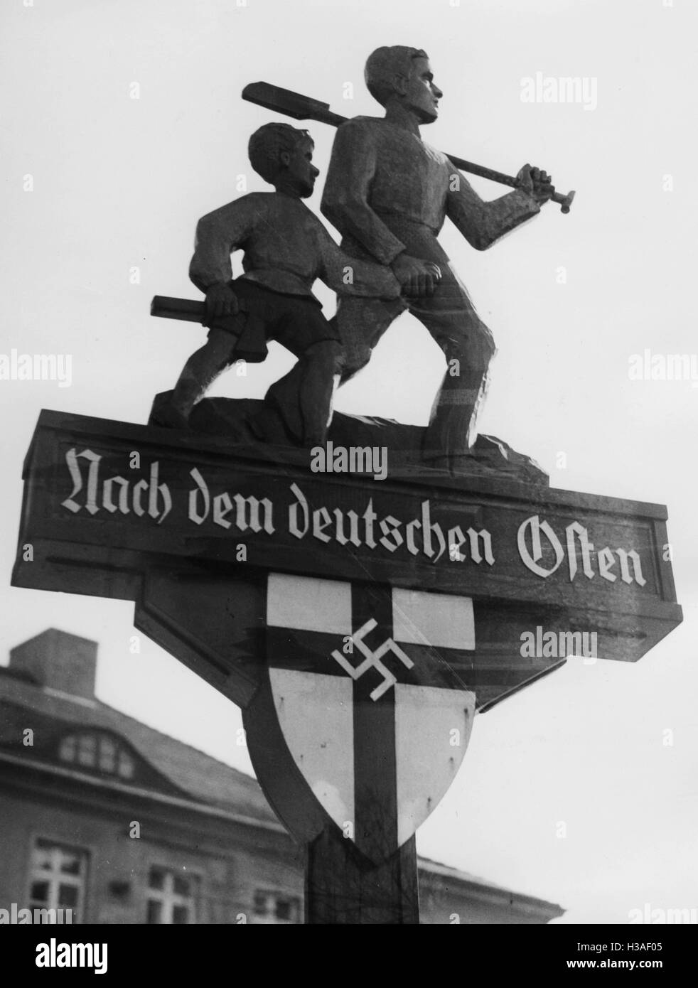 Nazi propaganda at the Oder Bridge in Frankfurt , 1935 Stock Photo
