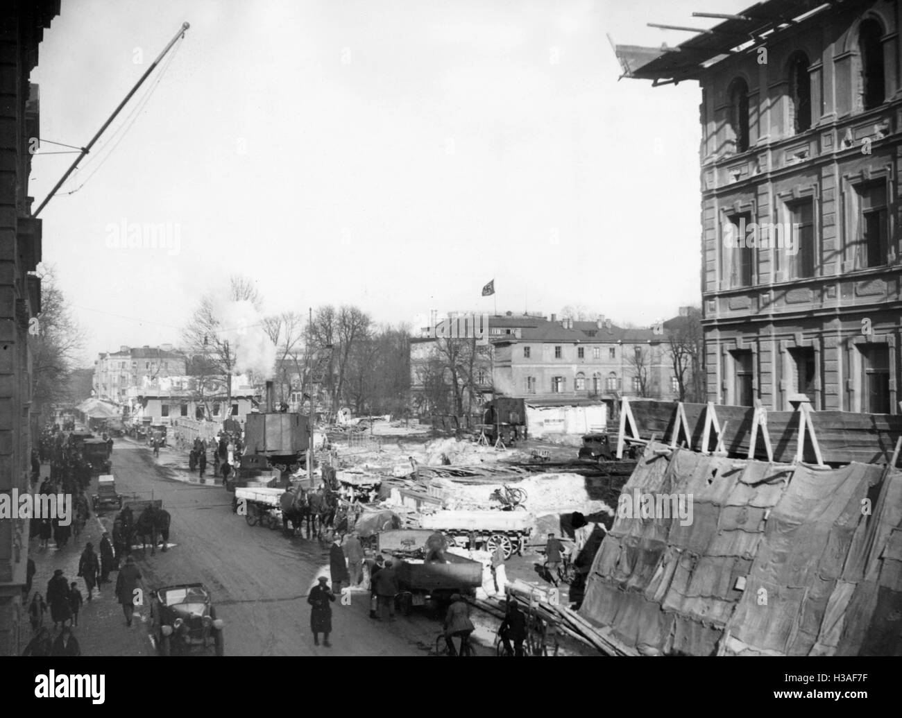 Reconstruction of the Brown House of the NSDAP in Munich, 1934 Stock