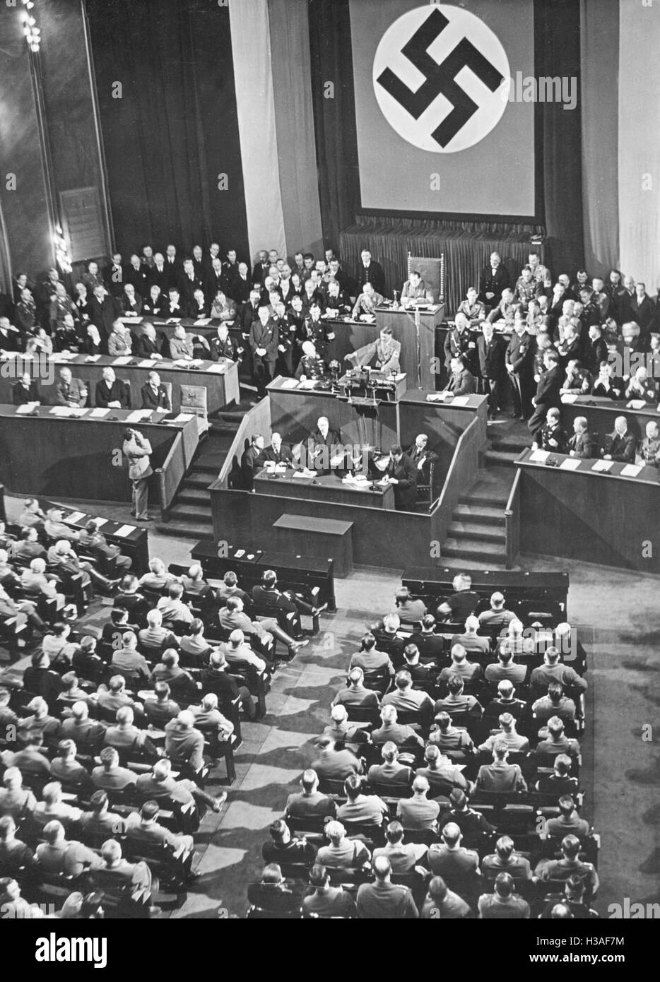 Hitler's speech on the anniversary of the seizure of power in the Berlin Kroll Opera, 1934 Stock Photo