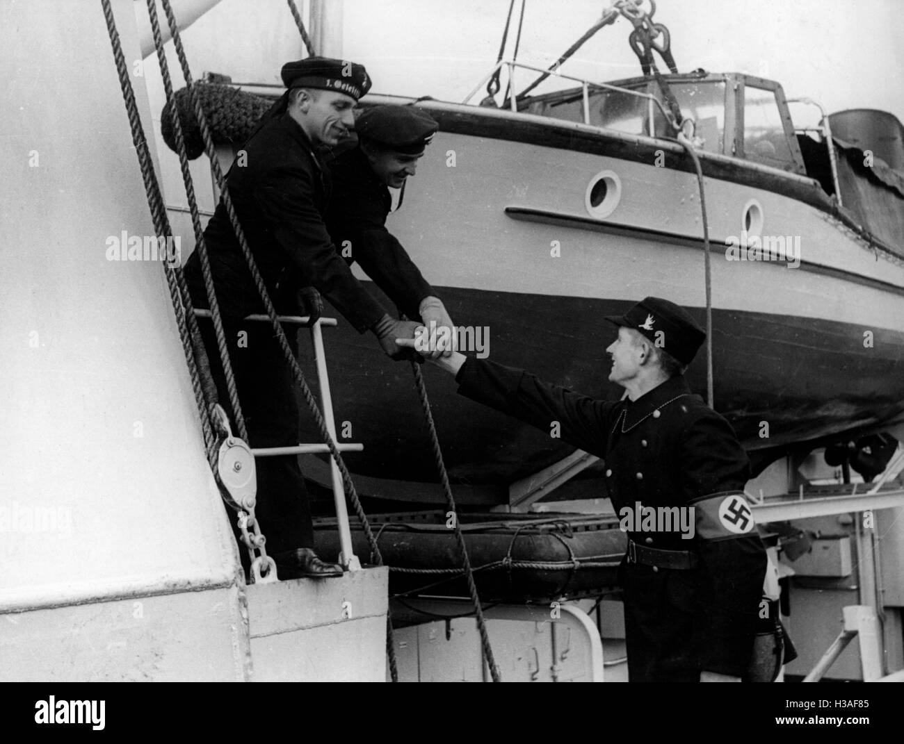German Navy in the port of Memel, 1939 Stock Photo