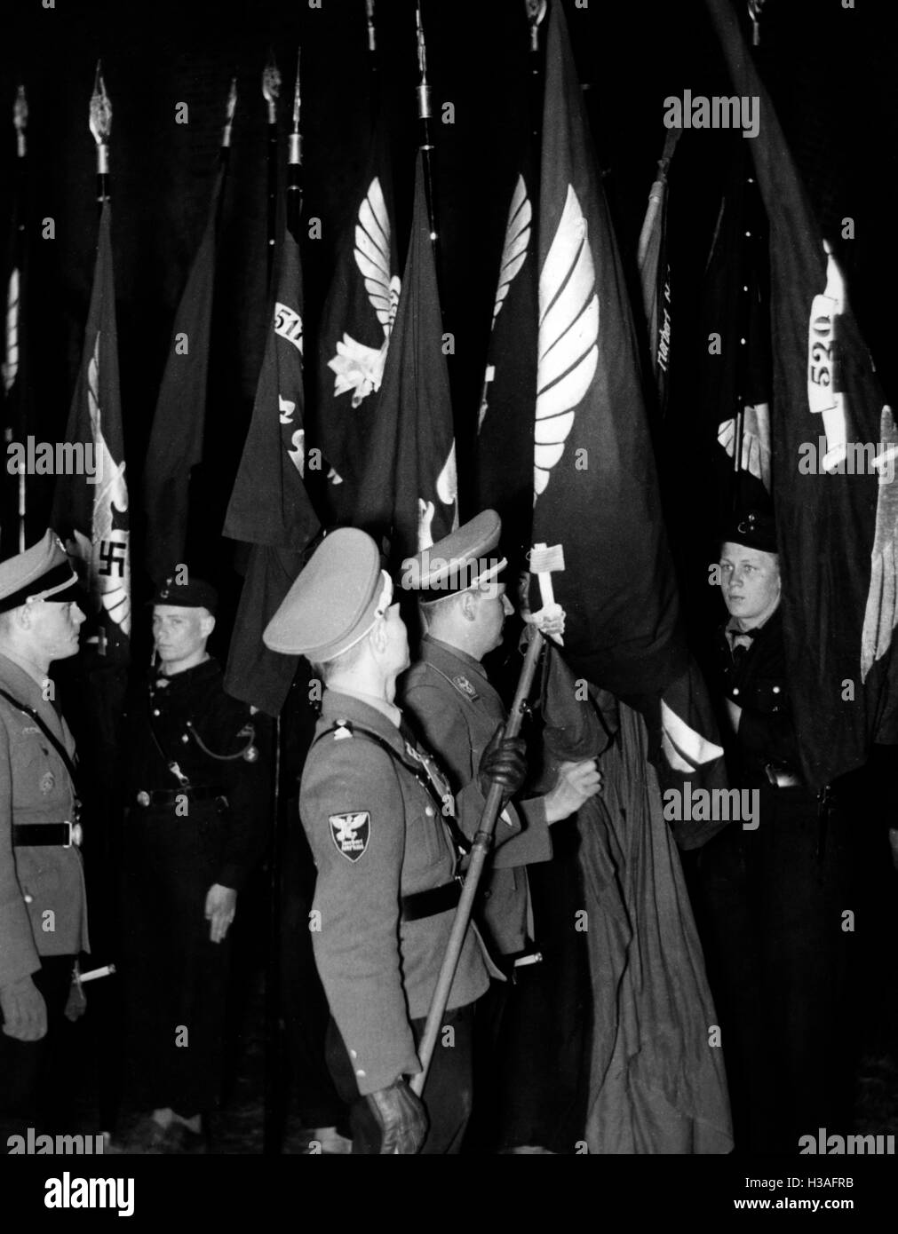 Baldur von Schirach at a flag consecration, 1934 Stock Photo