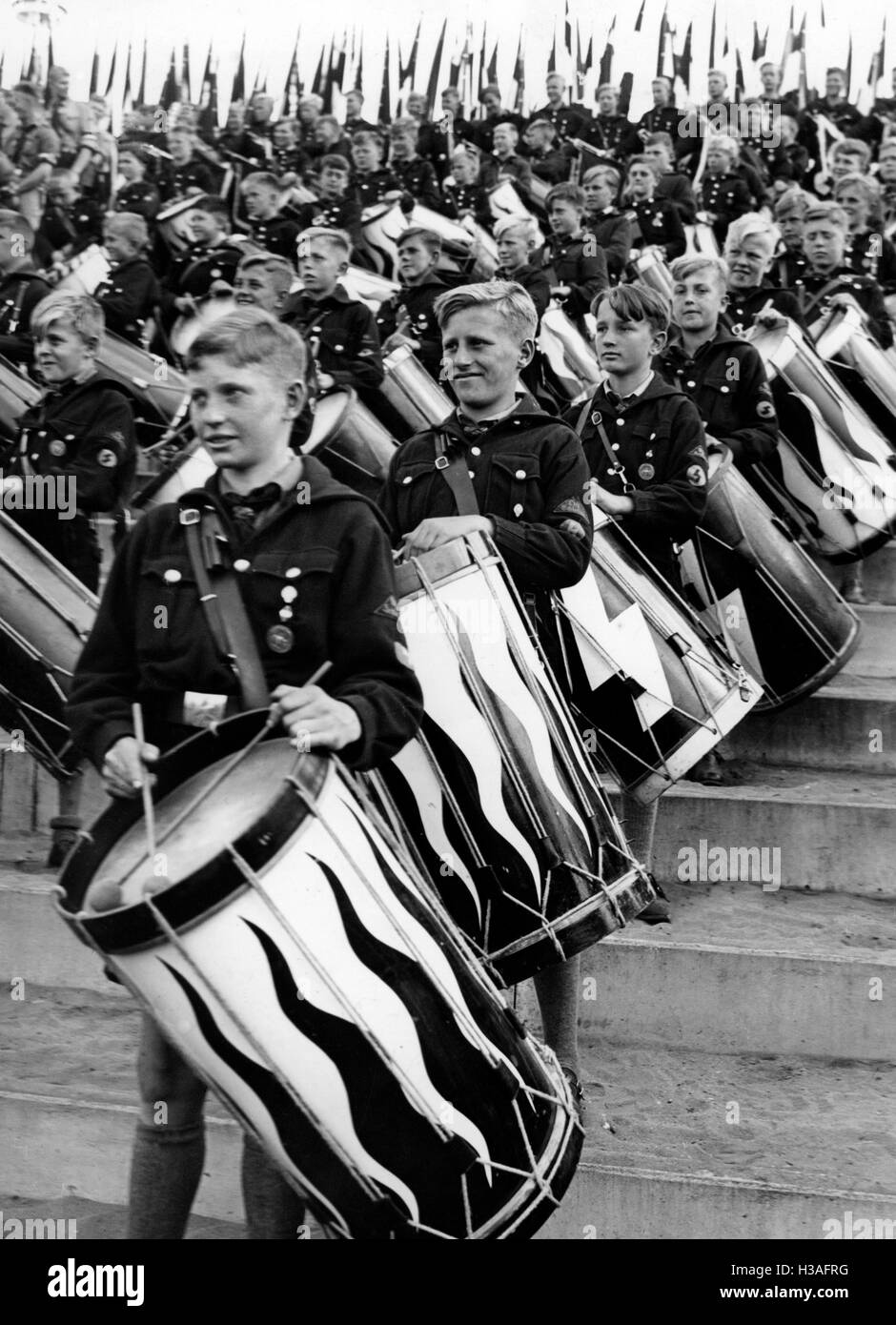 Drummers of the Deutsches Jungvolk, 1935 Stock Photo