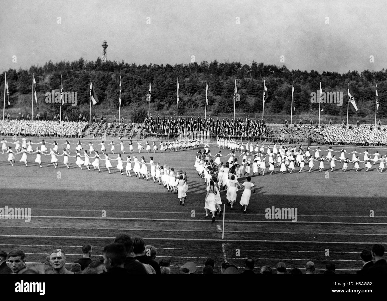 Sports festival in the Mommsen Stadium, Berlin 1939 Stock Photo