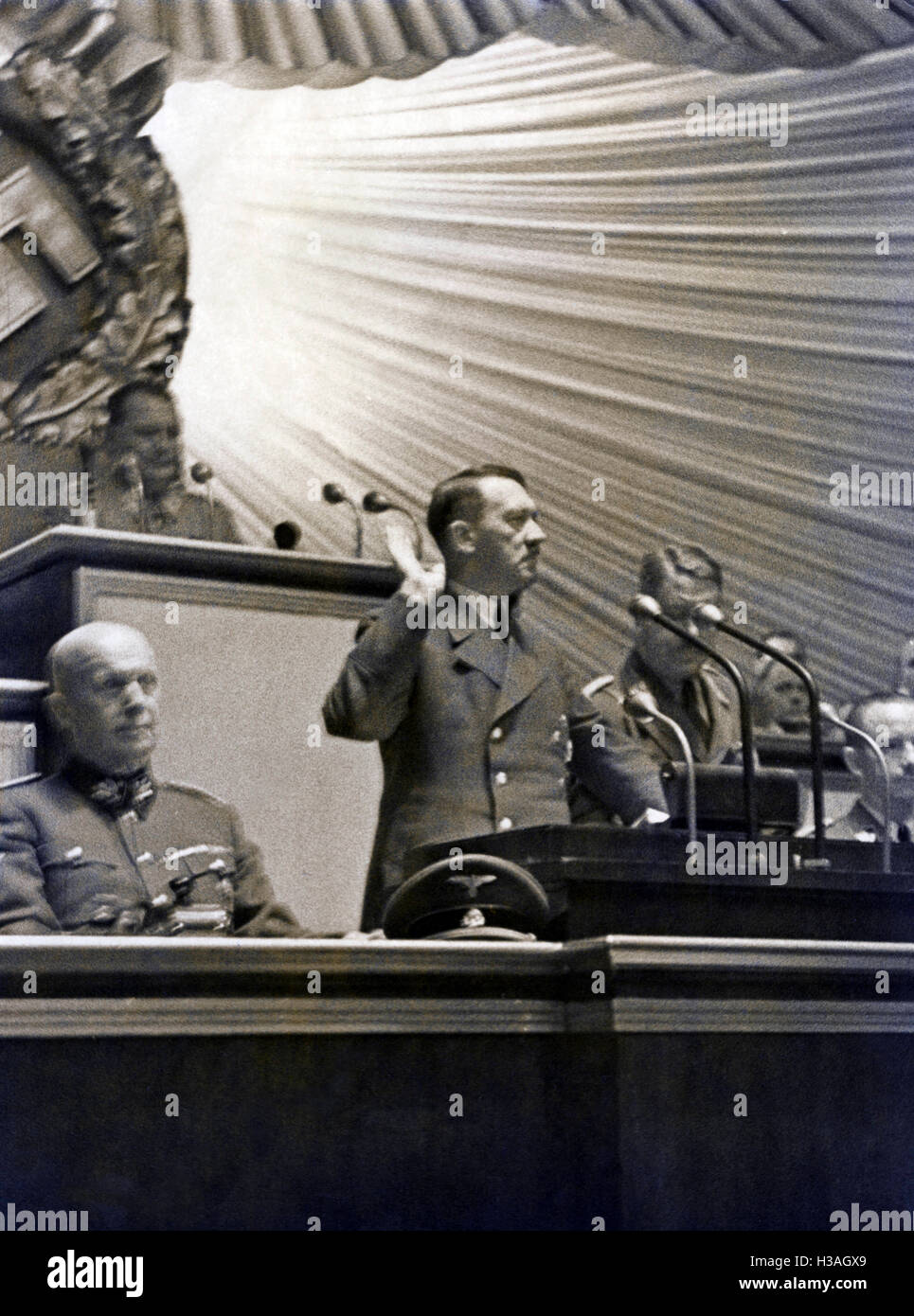 Hitler's speech on the declaration of war against the United States in front of the Reichstag in the Berlin Kroll Opera, 1941 Stock Photo