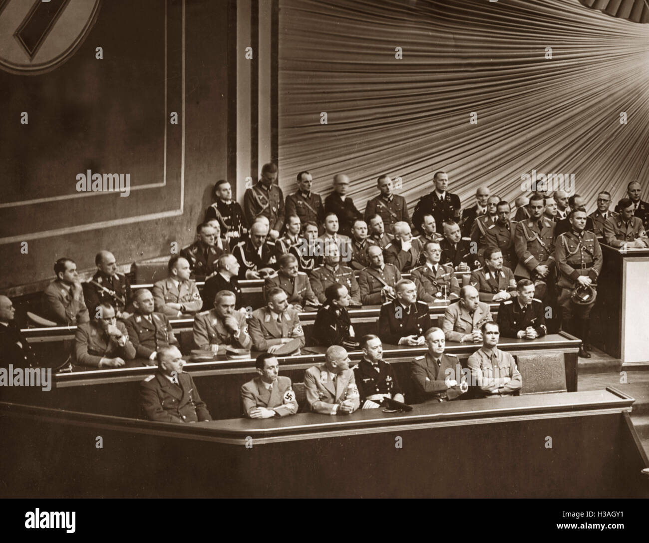 Government bench during a Reichstag session in the Kroll Opera House in Berlin, 1939 Stock Photo