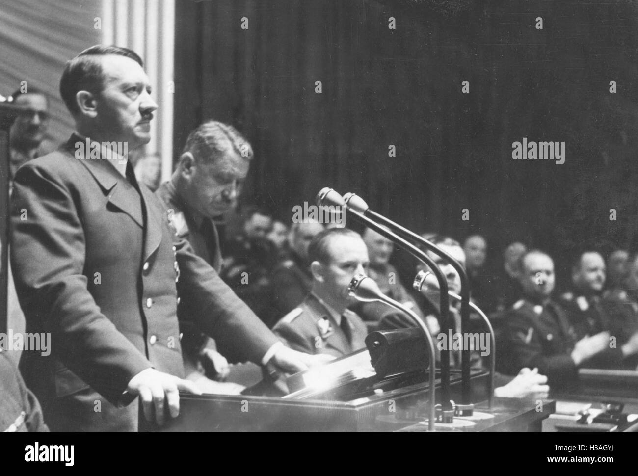 Hitler's speech before the Reichstag on the declaration of war against the United States in the Kroll Opera House in Berlin, Stock Photo