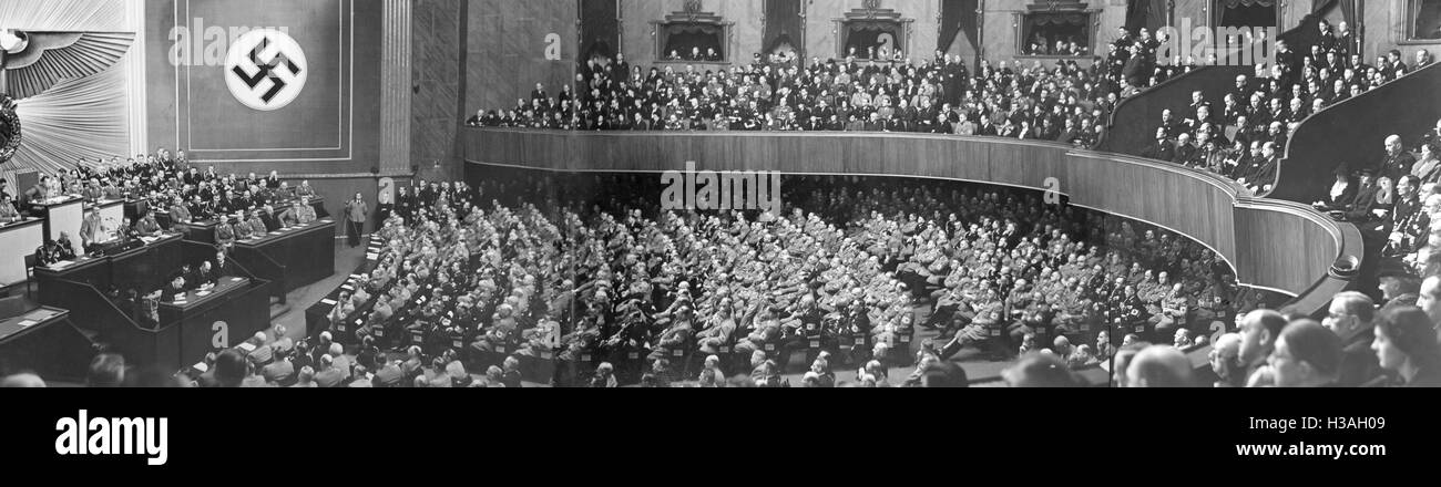 Hitler's speech before the Reichstag in the Kroll Opera House in Berlin, 1939 Stock Photo