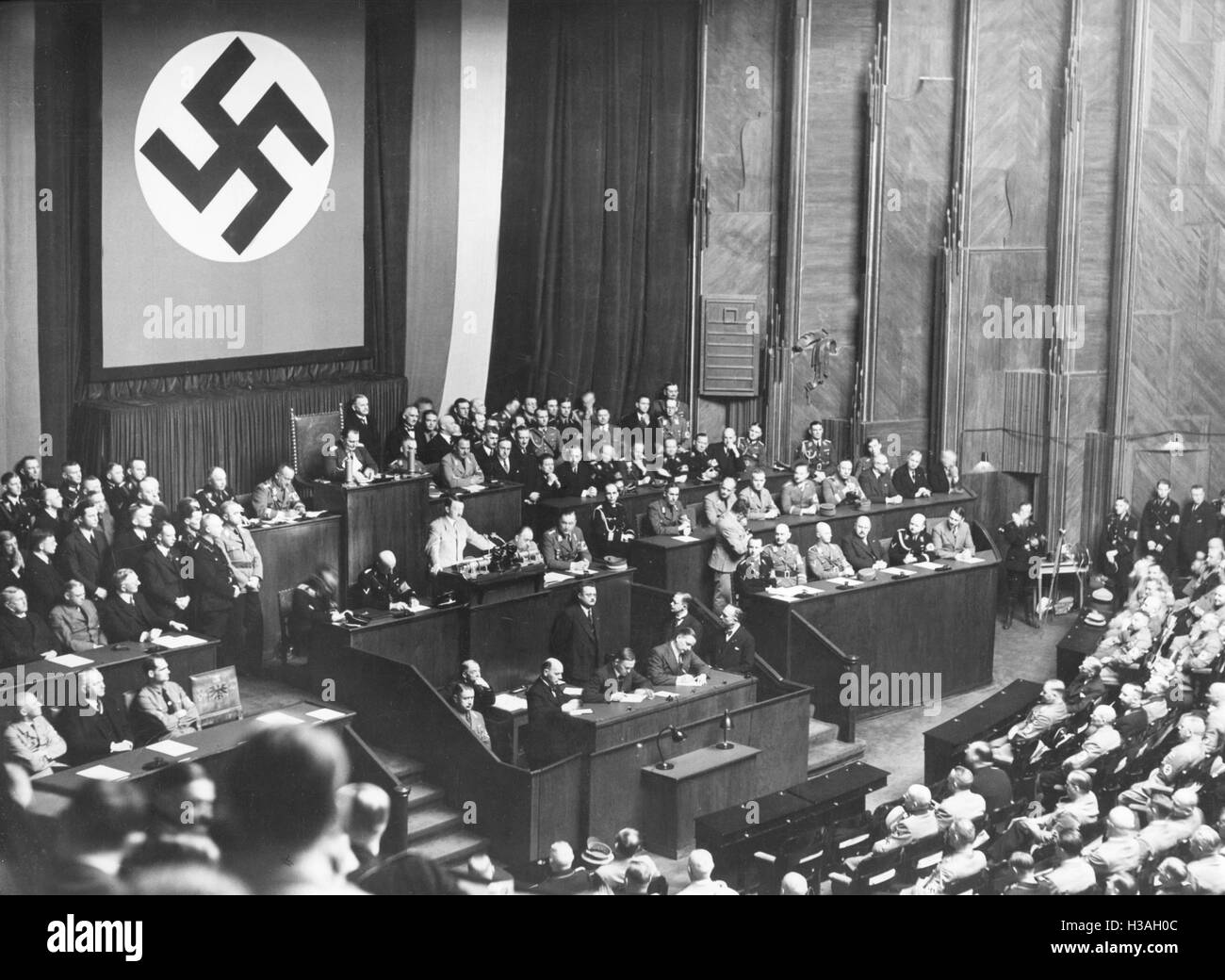Hitler's speech before the Reichstag in the Kroll Opera House in Berlin, 1935 Stock Photo