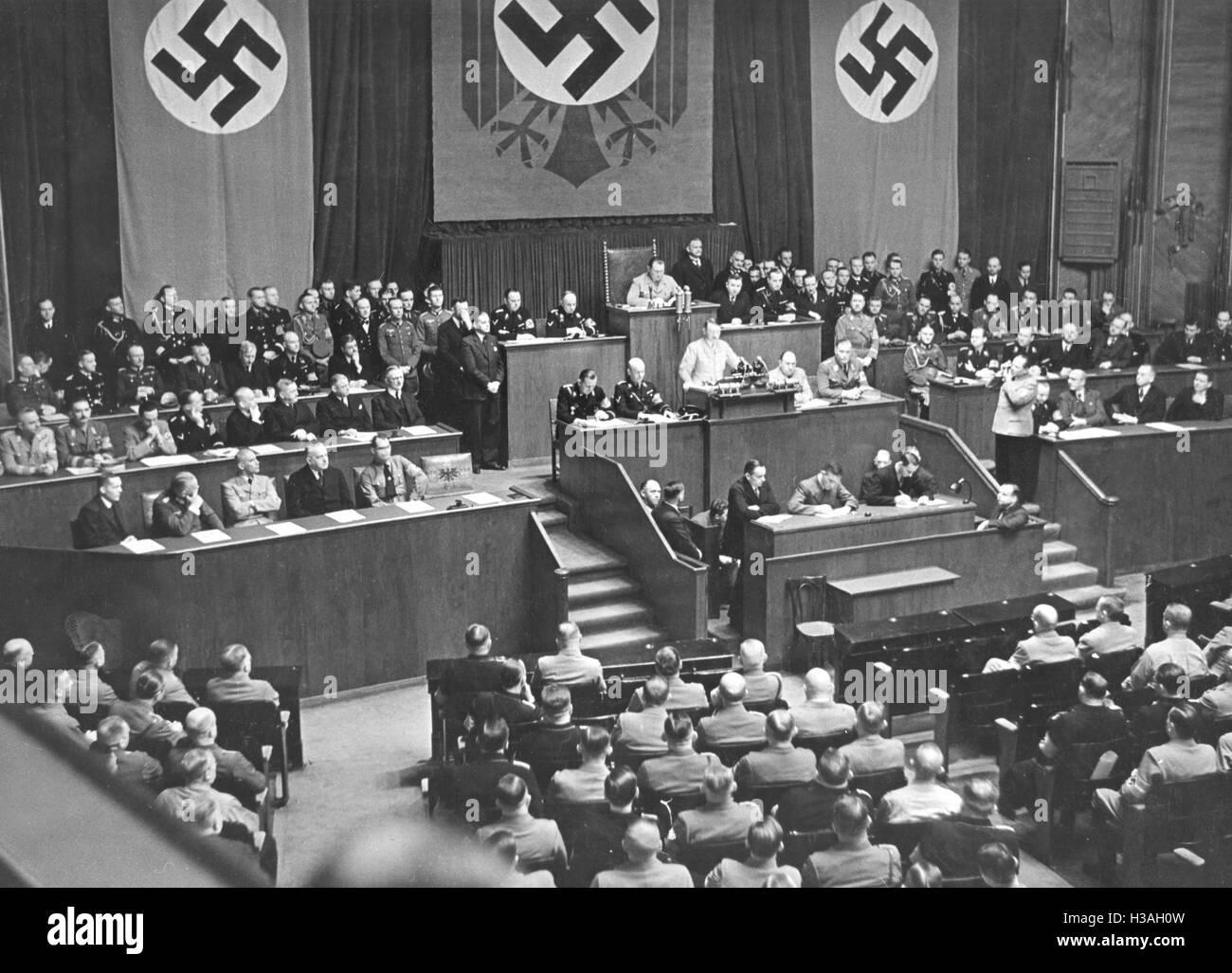 Hitler's speech before the Reichstag in the Kroll Opera House in Berlin, 1936 Stock Photo