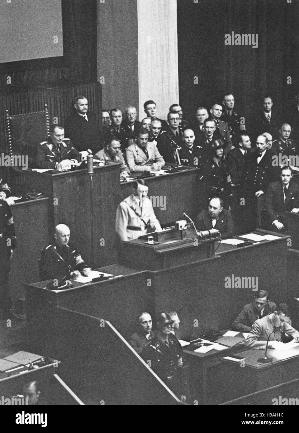 'Hitler's speech on the ''Roehm putsch'' in front of the Reichstag in the Kroll Opera House in Berlin, 1934' Stock Photo