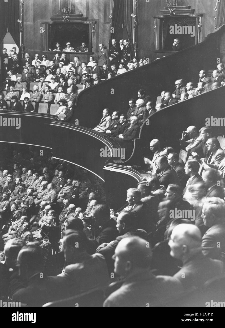 Diplomats box at a Reichstag session in the Kroll Opera House in Berlin, 1934 Stock Photo