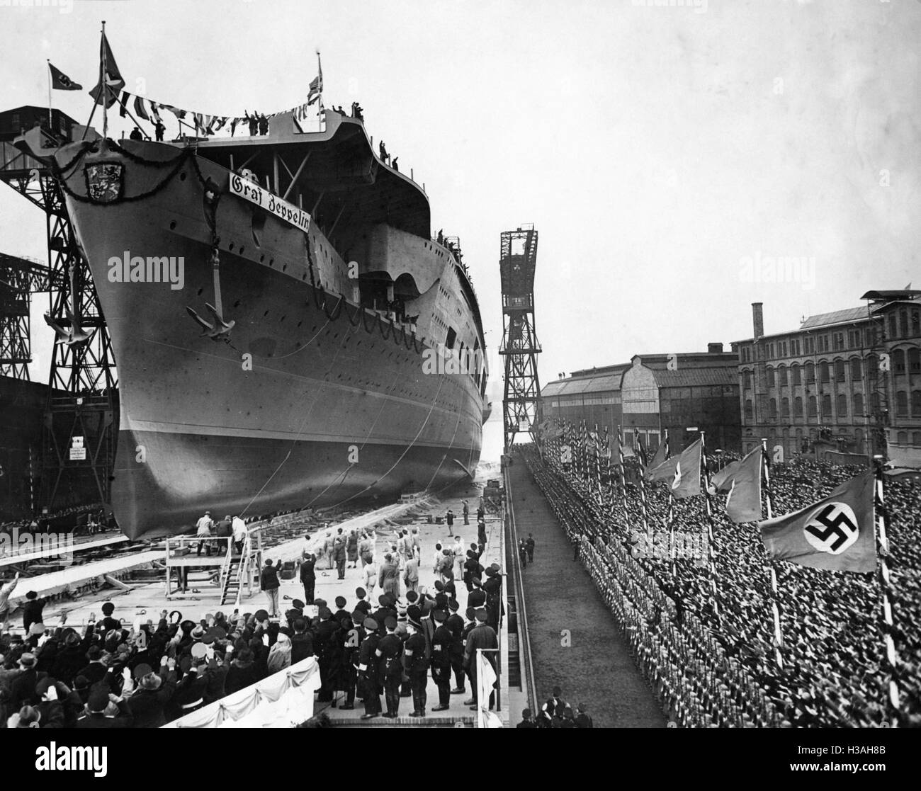 'Launching of the ''Graf Zeppelin'' in Kiel, 1938' Stock Photo