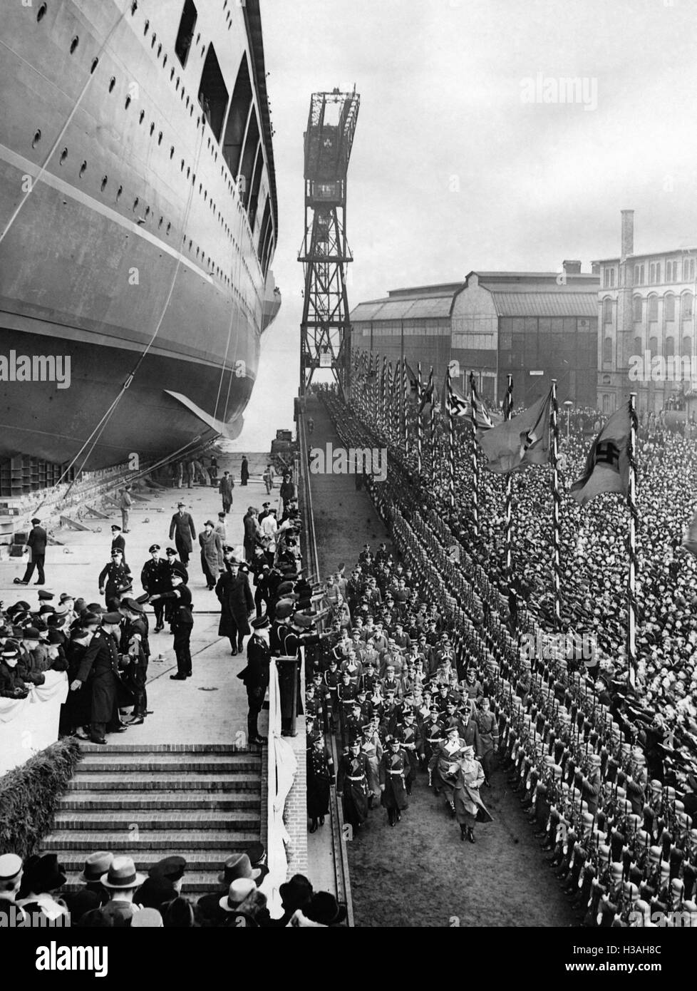 "Launching of the ""Graf Zeppelin"" in Kiel, 1938" Stock Photo