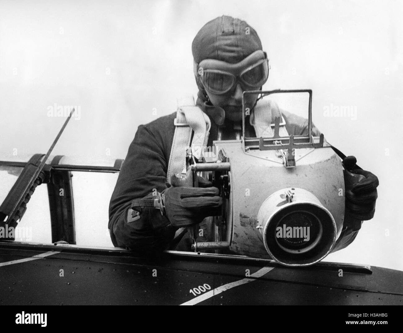 Observer of a Hs 126 during an exercise, 1939 Stock Photo