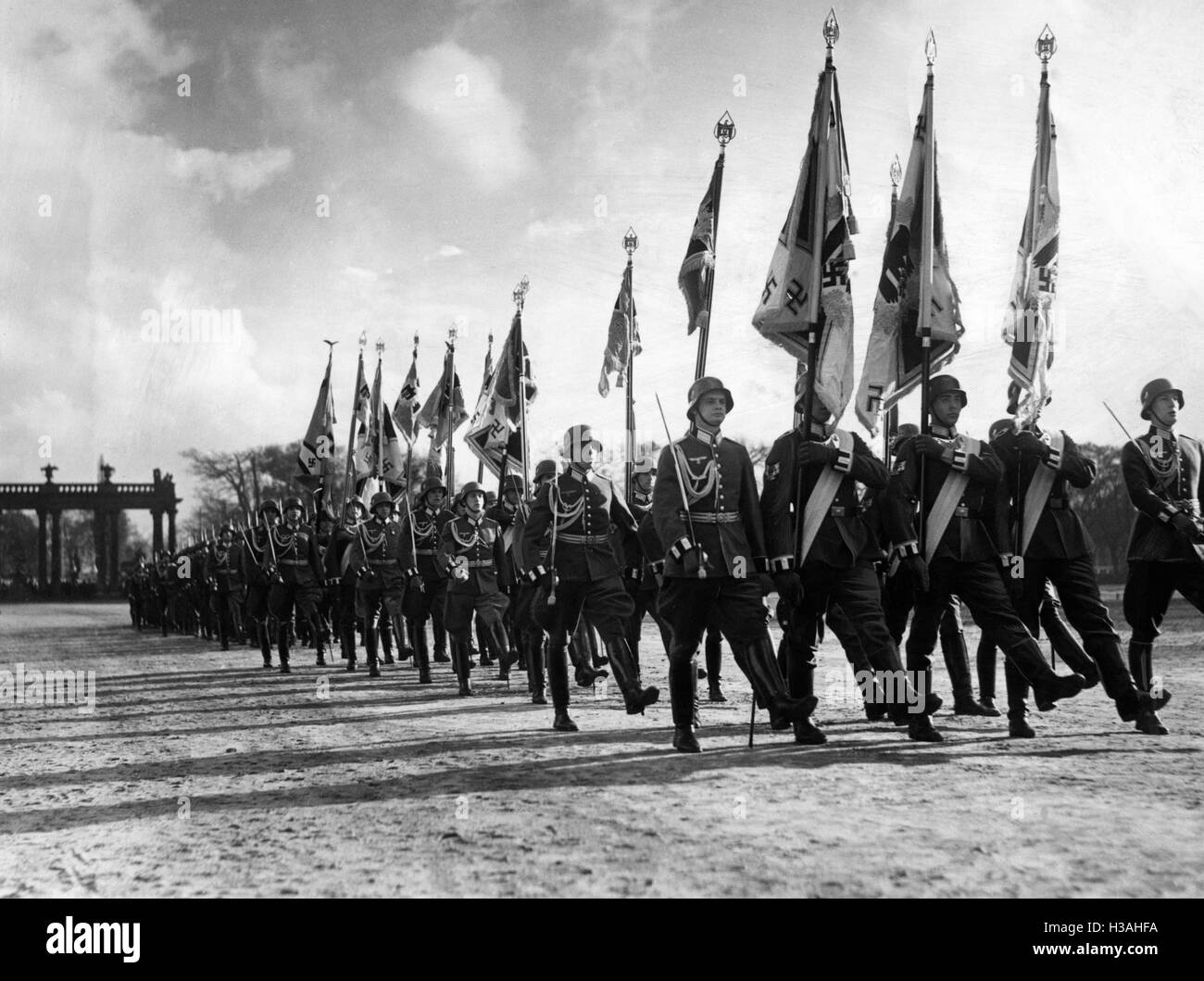 Ceremonial handover of flags and banners in Potsdam, 1937 Stock Photo