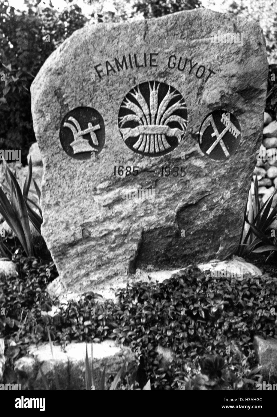 Huguenot memorial stone in Berlin, 1935 Stock Photo