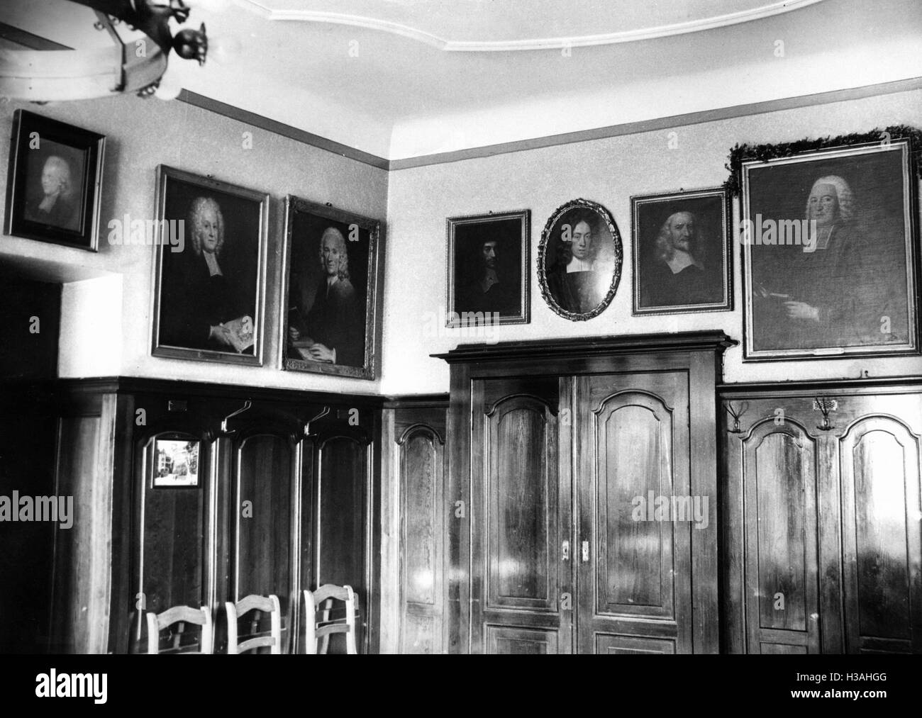 Portraits of preachers in the sacristy of the French Cathedral in Berlin, 1935 Stock Photo