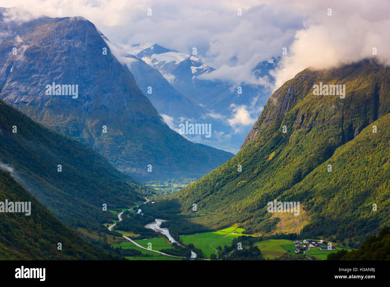 Valley between Loen and Geiranger, Sogn og Fjordane, Norway Stock Photo