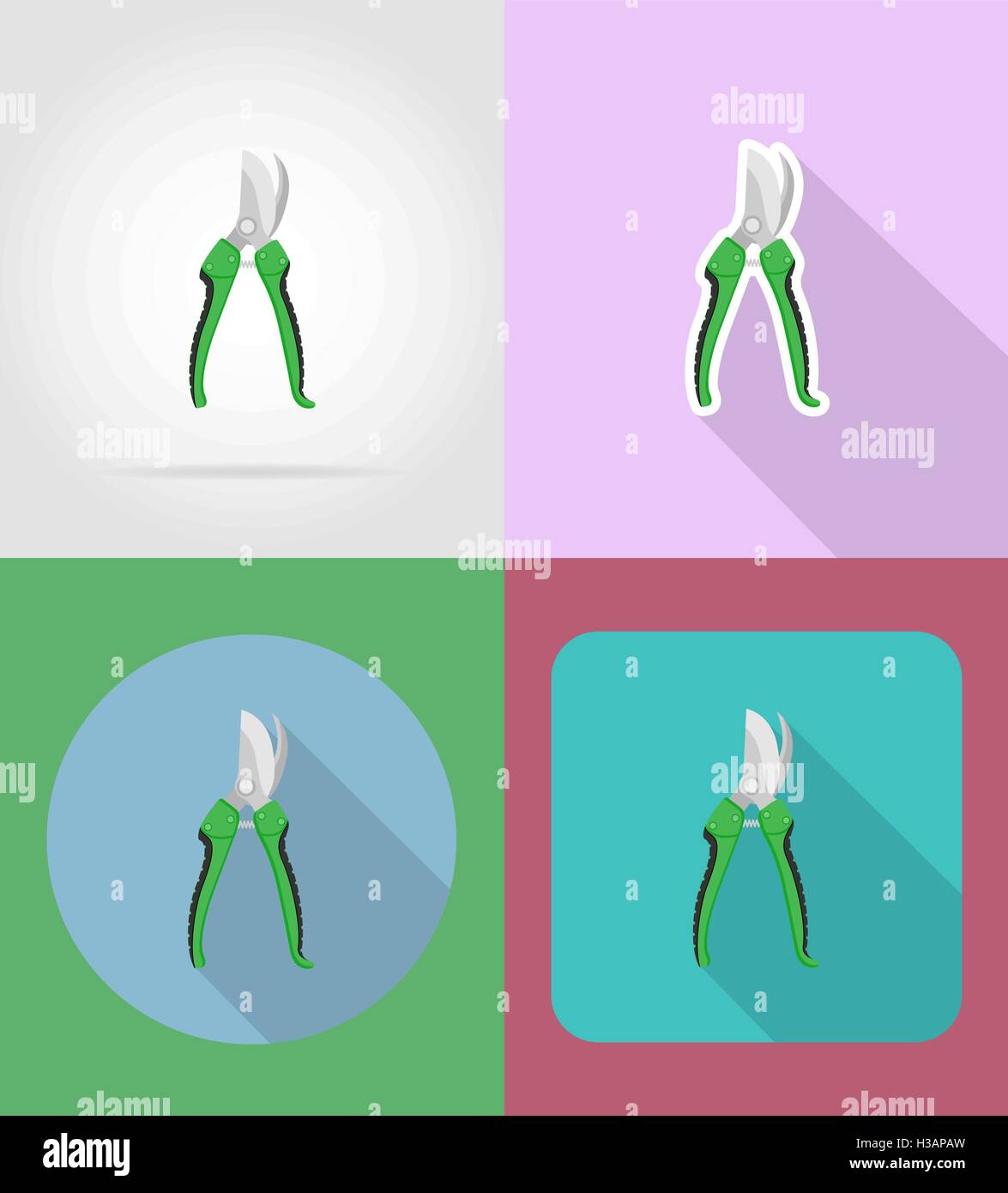 gardening tool secateurs flat icons vector illustration isolated on ...