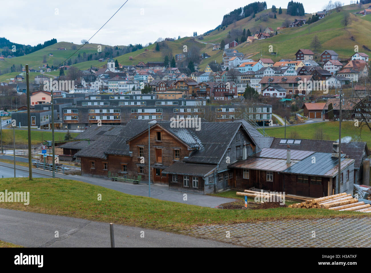 URNASCH, SWITZERLAND - DECEMBER 31, 2015: View of the village of Urnasch, in Appenzell Ausserrhoden canton, Switzerland Stock Photo