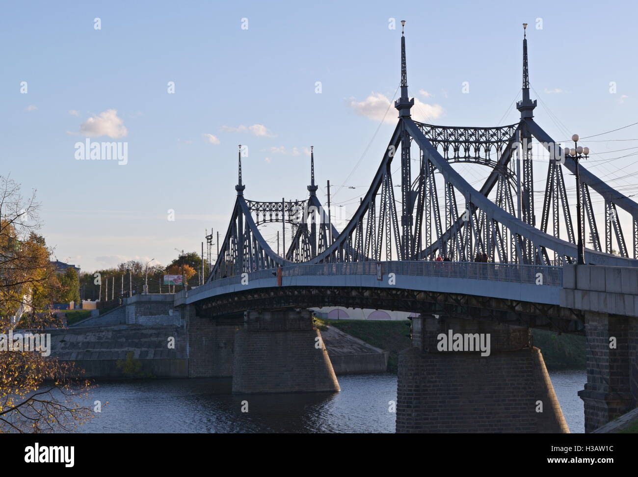 The old Volga bridge in Tver, Russia Stock Photo
