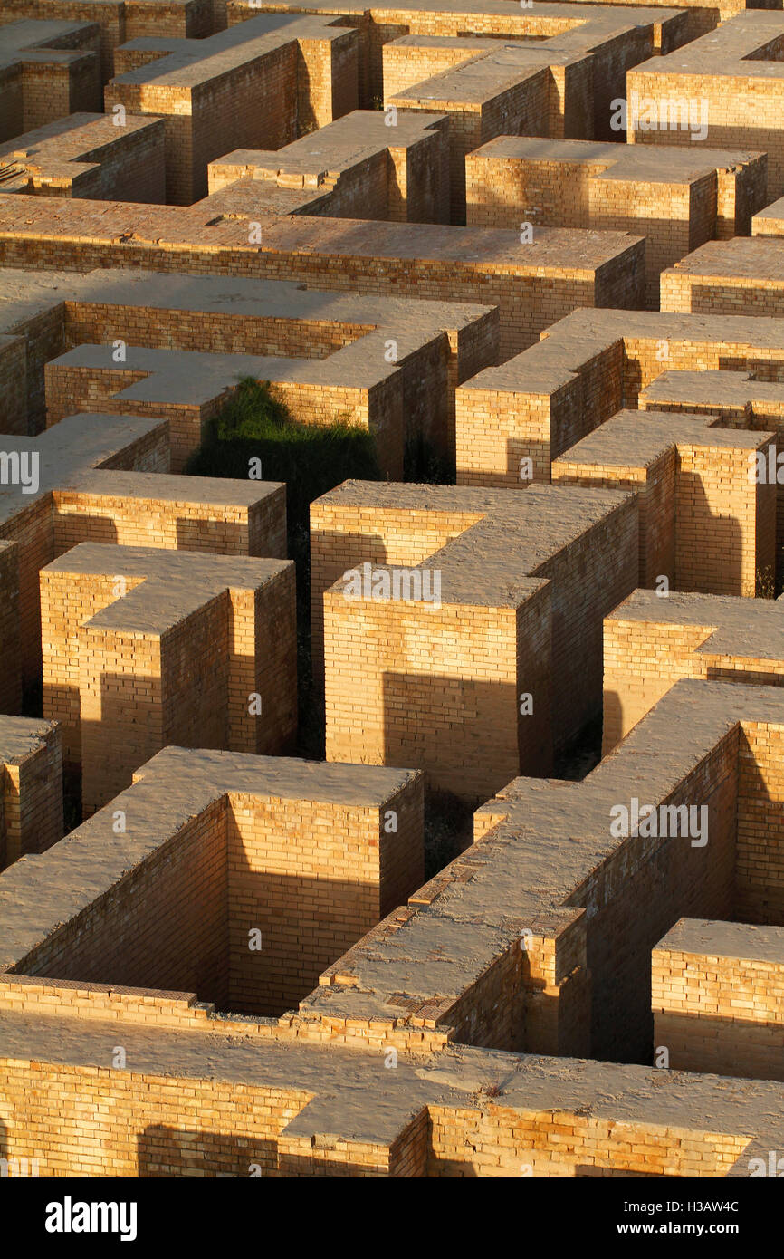 Restored ruins of ancient Babylon seen from air, Iraq Stock Photo Alamy