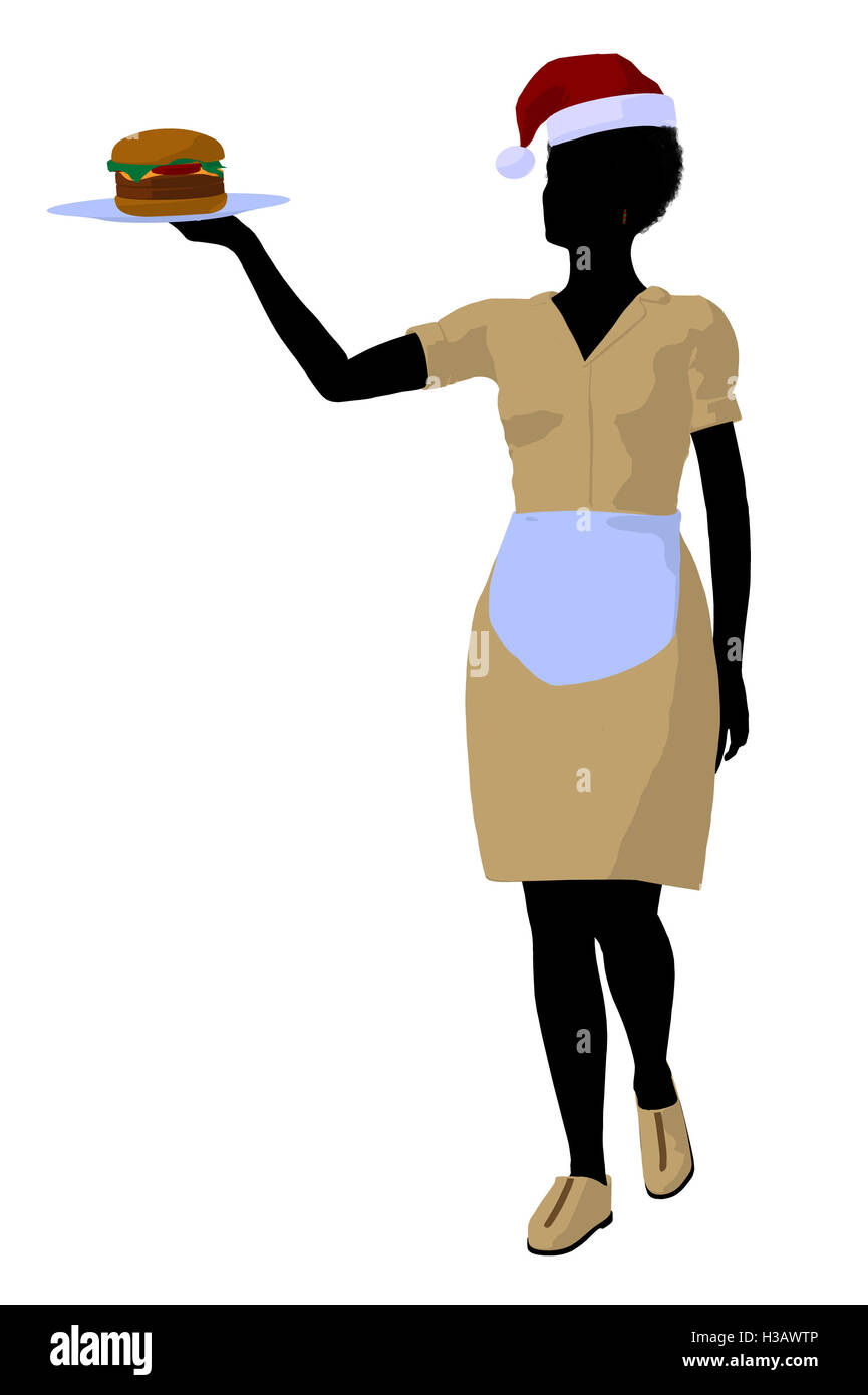 African American Waitress Illustration Silhouette Stock Photo