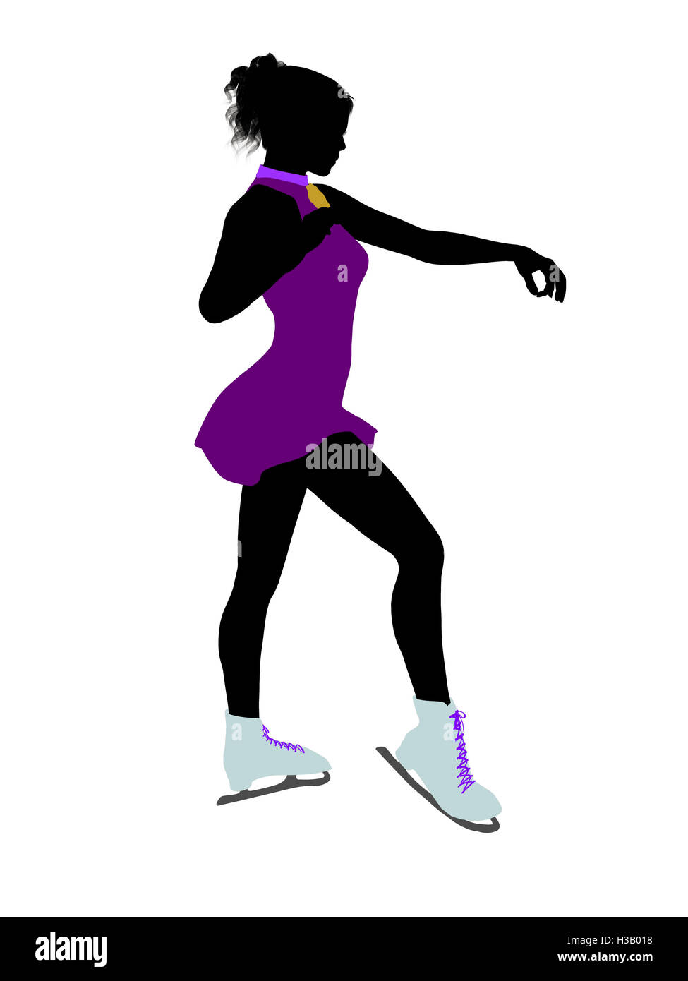 Female Ice Skater Art Illustration Silhouette Stock Photo - Alamy