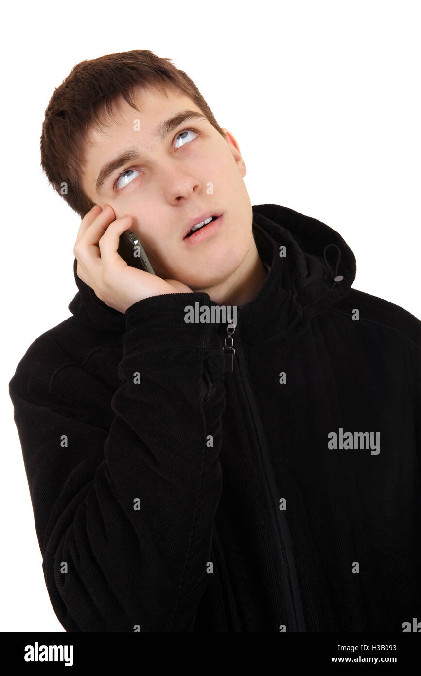 Annoyed Teenager with Cellphone Stock Photo