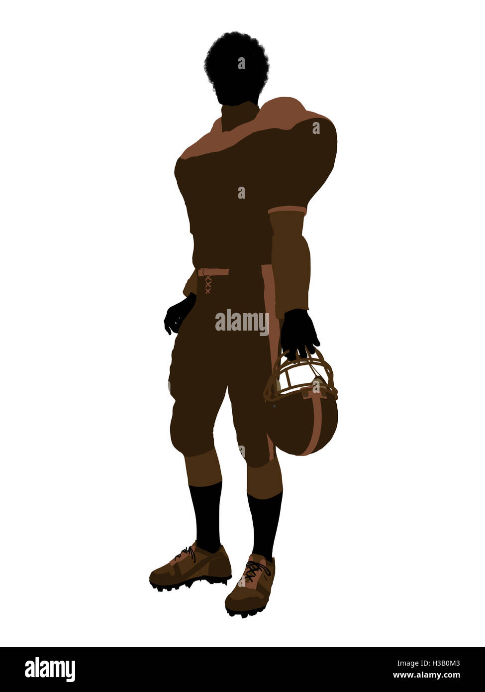 African American Male Football Player Illustration Silhouette Stock Photo