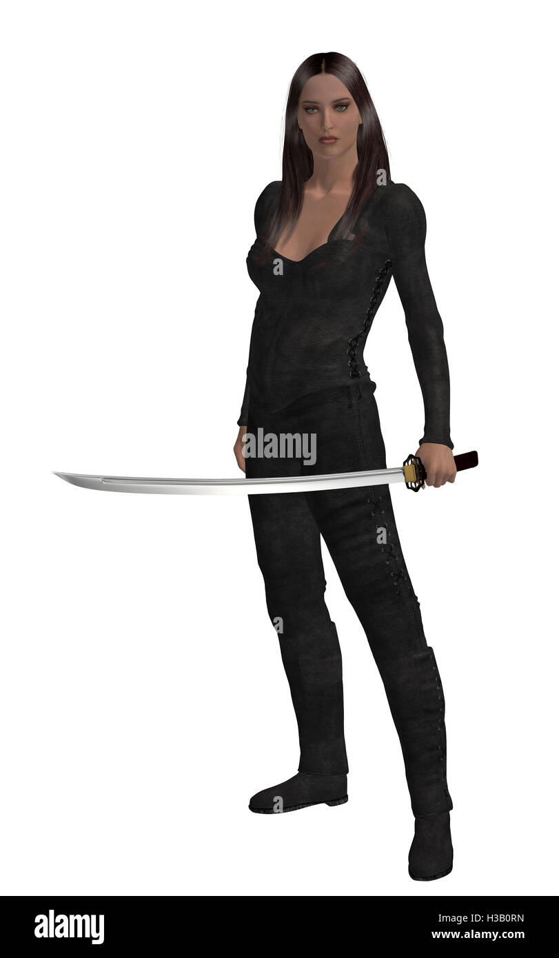 Fantastic woman warrior with sword — Stock Photo © fxquadro #105319396