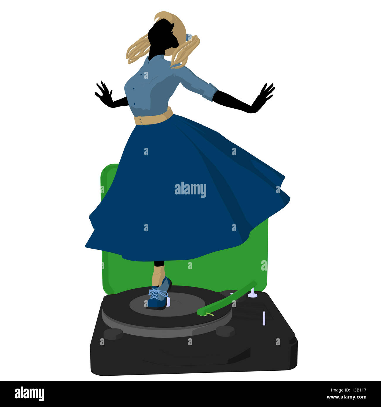 50's Girl Illustration Silhouette Stock Photo - Alamy