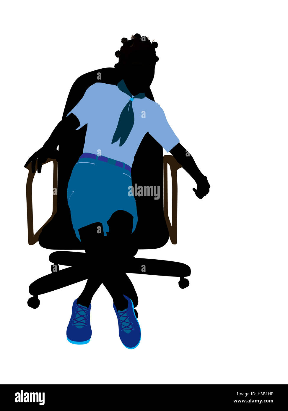 African American Girl Scout Sitting In A Chair Illustration Silhouette Stock Photo