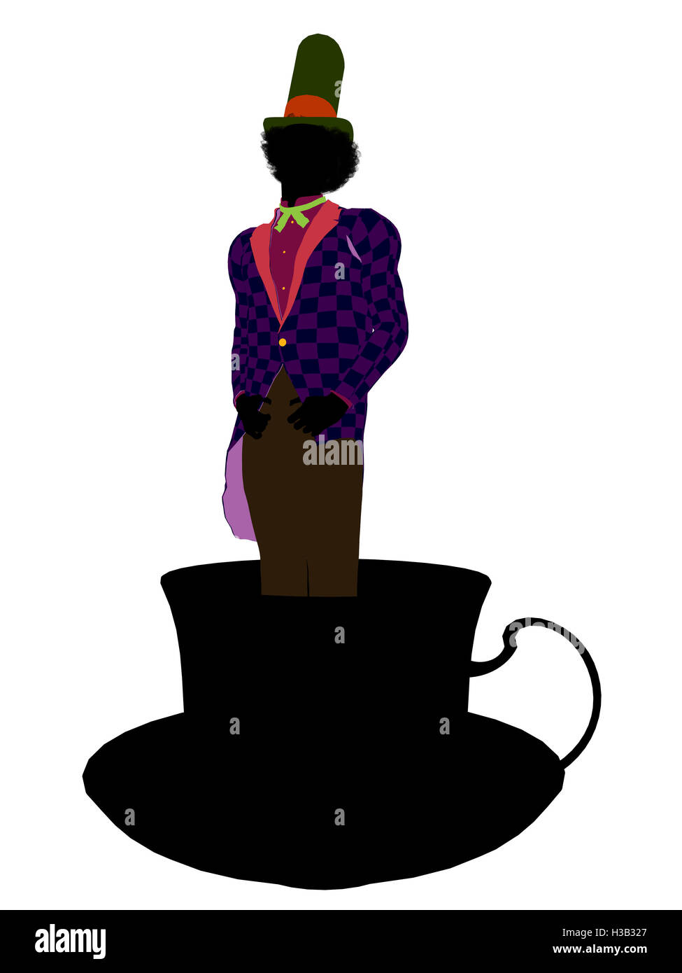 MadHatter Silhouette Illustration Stock Photo - Alamy