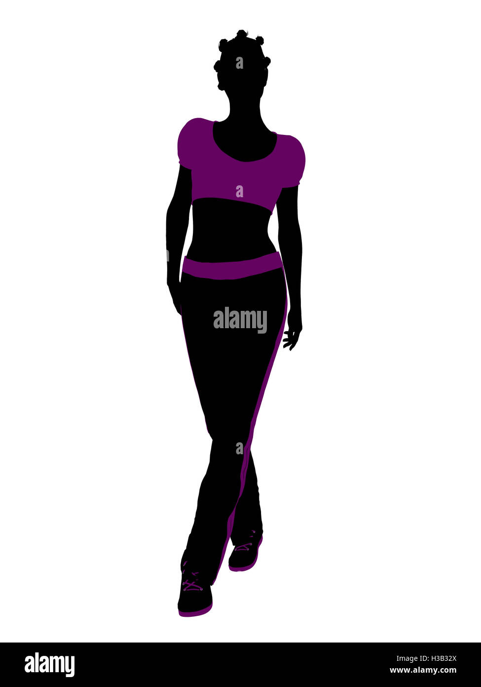 African American Female Workout Silhouette Stock Photo