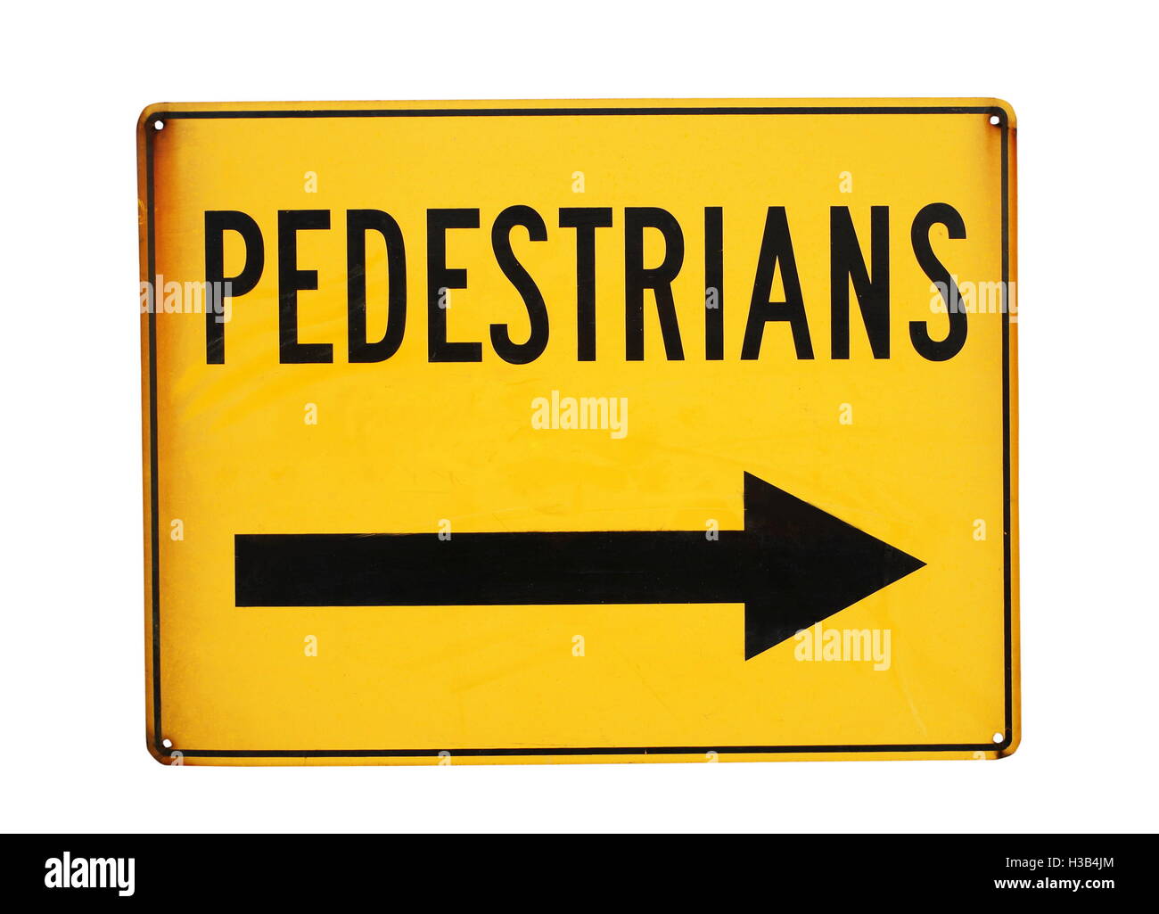 pedestrians road sign closeup on white Stock Photo