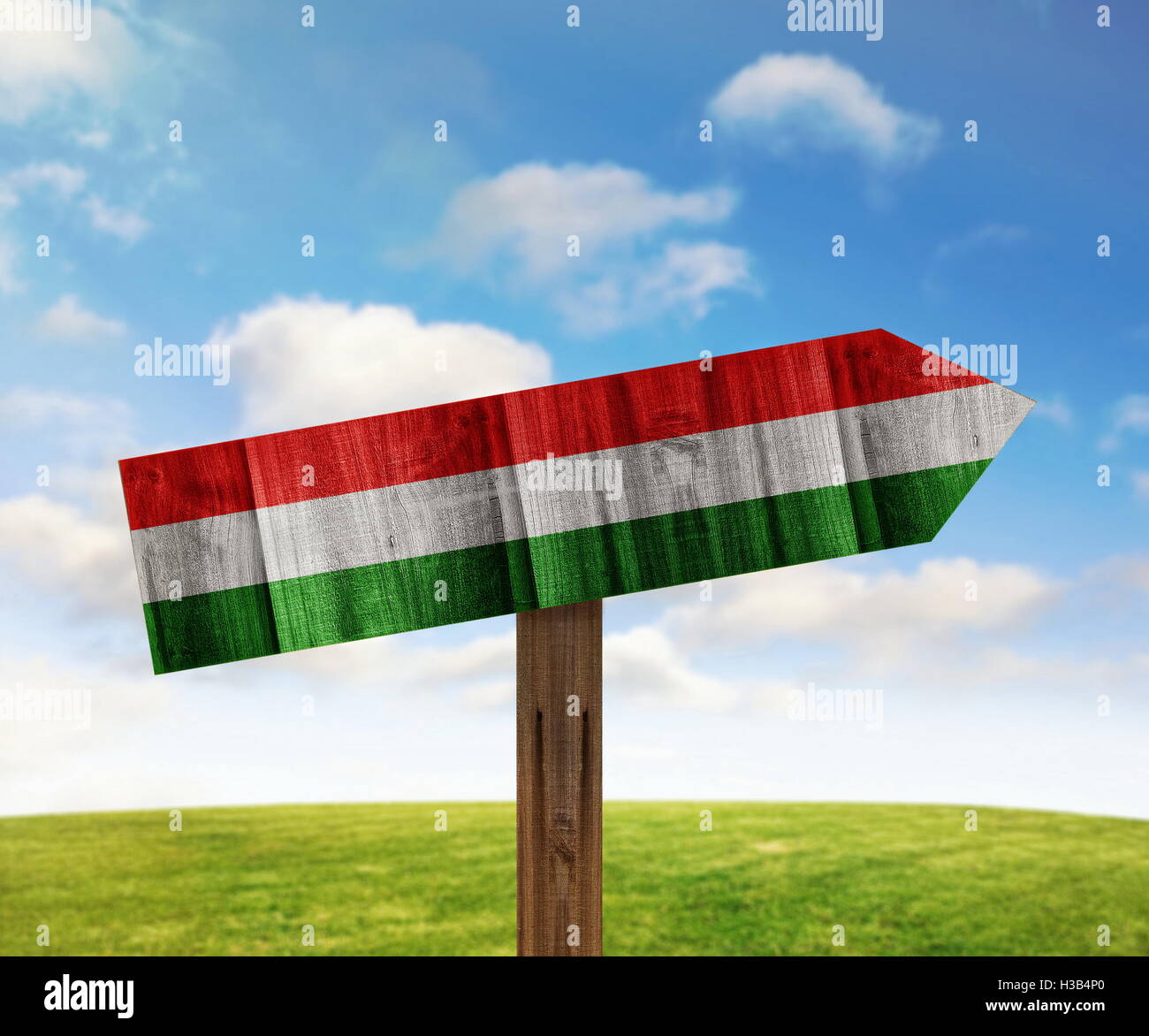 Hungary wooden direction sign on nature background Stock Photo - Alamy