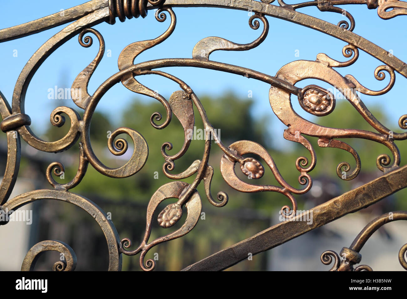 Patterned Fence Forged patterned fence close-up Stock Photo - Alamy