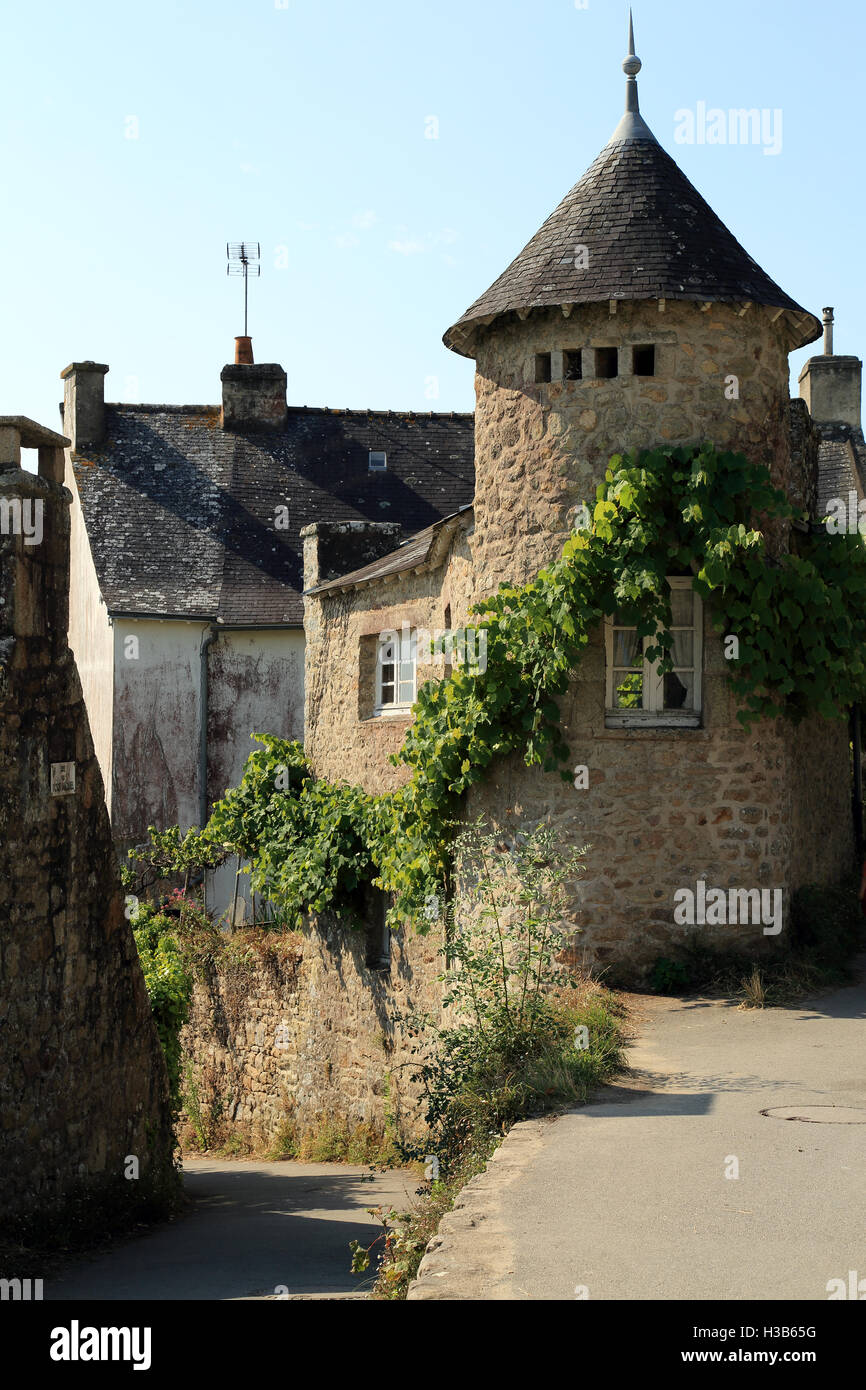 House with turret in Rue de l'Eglise Ile Aux Moines, Morbihan, Brittany