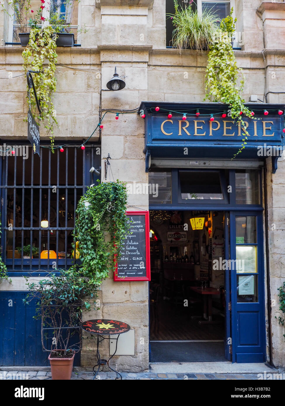 Creperie Open for Business in Bordeaux Stock Photo