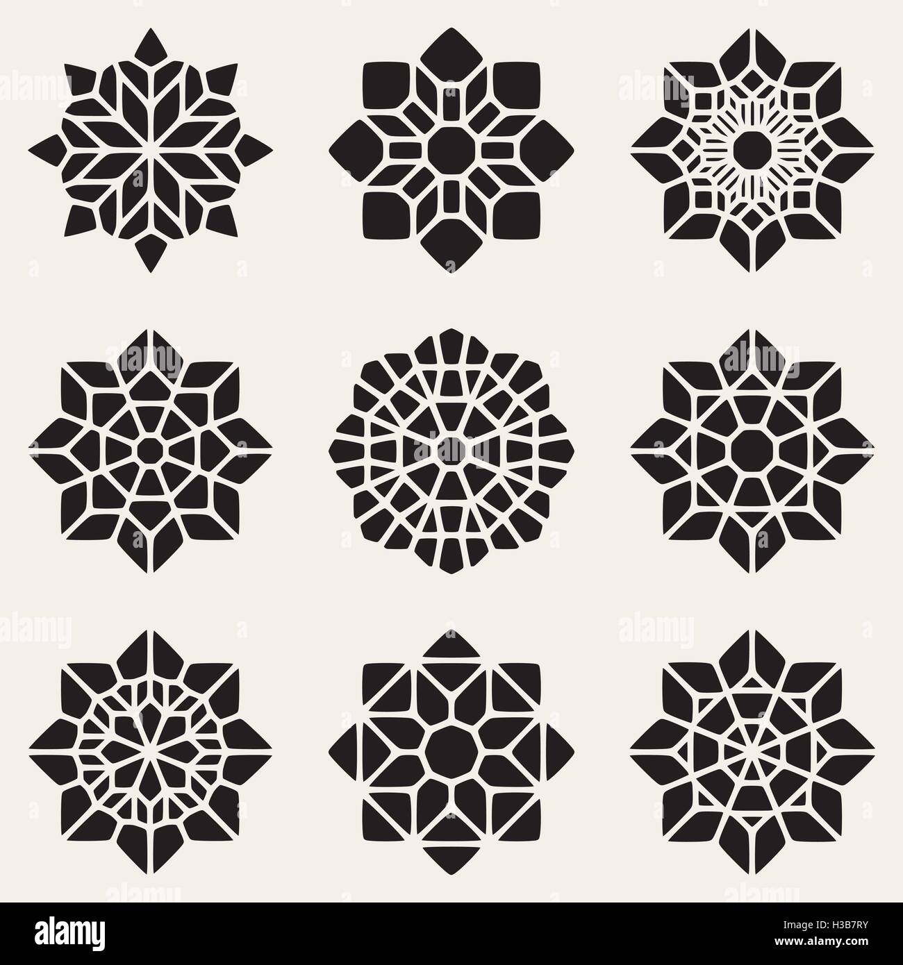 Download Set Of Nine Black Vector Decorative Mandala Ornaments Illustration Stock Vector Image Art Alamy
