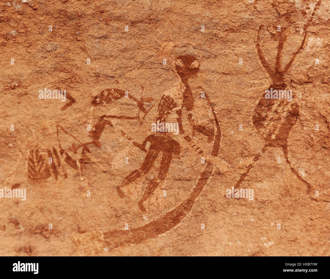 Famous prehistoric rock paintings of Tassili N'Ajjer, Algeria Stock Photo